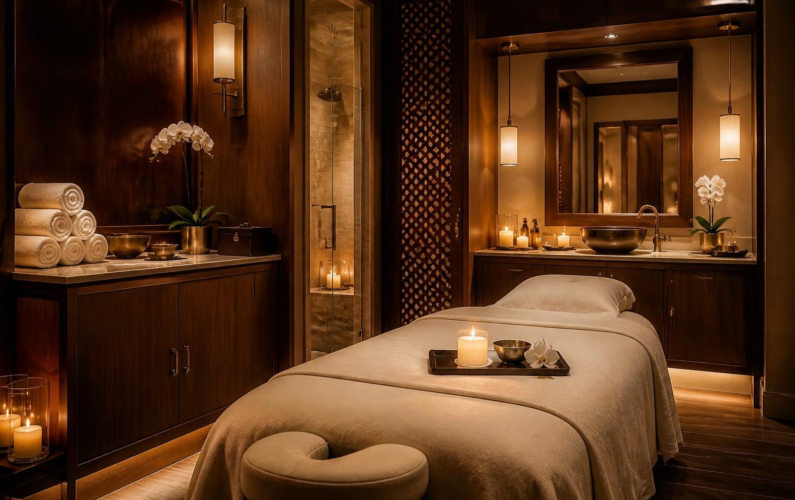 Candlelit private massage room at Moon Star SPA Unisex, a luxury unisex spa in Ludhiana
